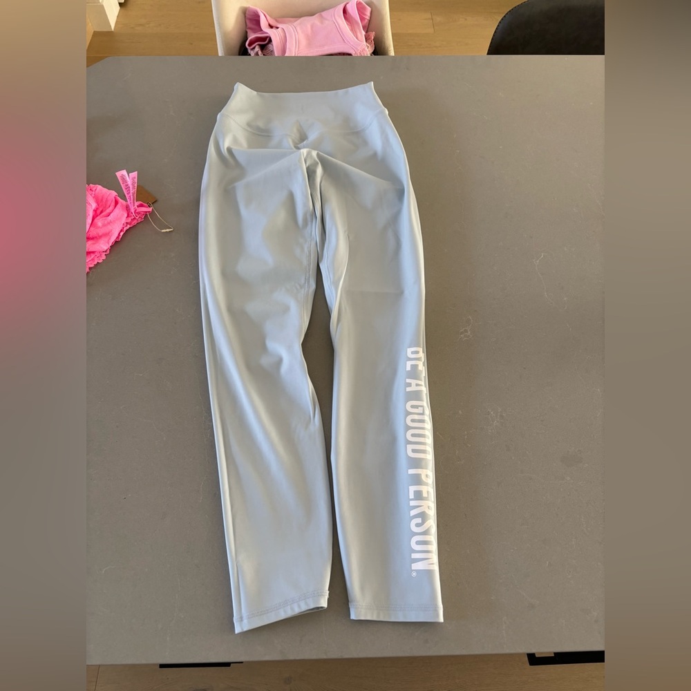 Be a Good Person yoga pants Light Gray/blue